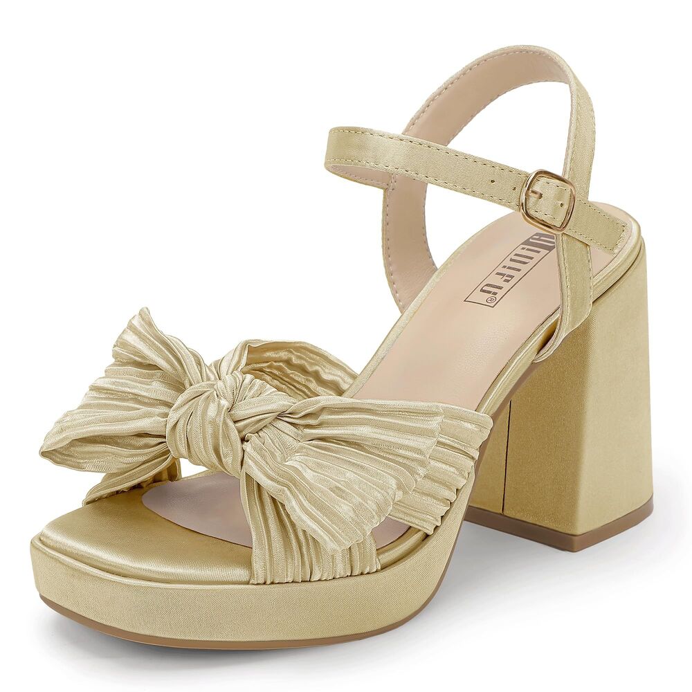Platform Chunky Block High Bow Heels, SIZE 7, 11C-176S002